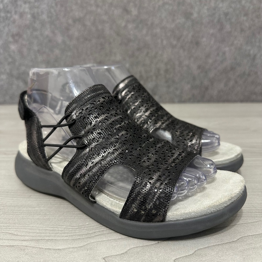 JBU Jambu Francis Sandals Womens 7‎ Gray Black Laser Cut Slingback Bungee